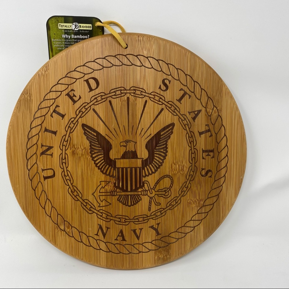 Totally Bamboo U.S. Navy 12” Round Serving Board - Picture 2 of 4